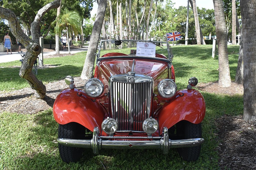 British cars park in St. Armands Circle.