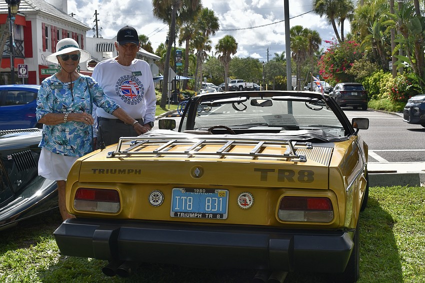 Carolyn and Bruce Skaggs with their 1980 Triumph.