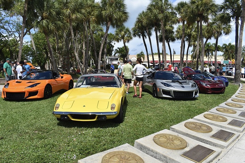 Lotus and British car owners have their cars on display in St. Armands Circle.