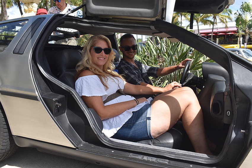 Meghan and Nick Jaroslawsky proudly display their Delorean after 10 years of restoration.