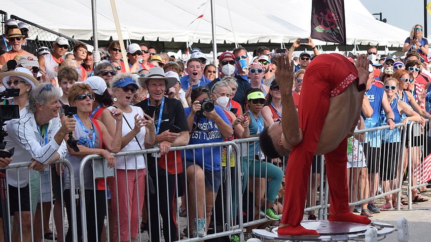 Contortionist Ricardo Sosa wows the crowd during the opening ceremonies in Sarasota.