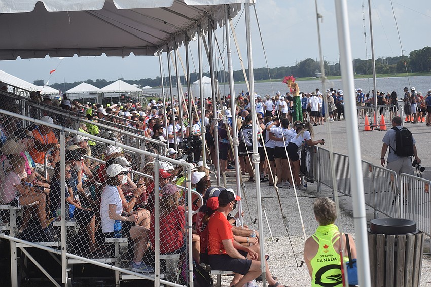 The bleachers were packed for the opening ceremony's entertainment.