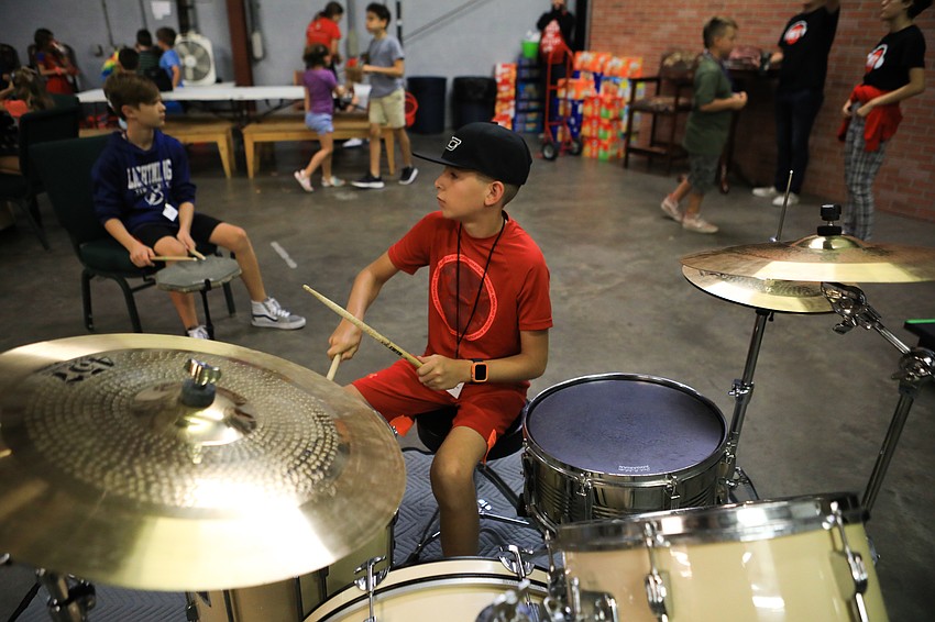 Trey Hendrick gets into the music.