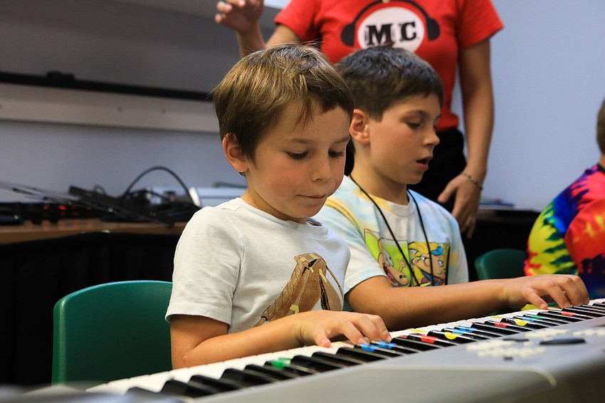 Ryker Plank steadily plays a tune.