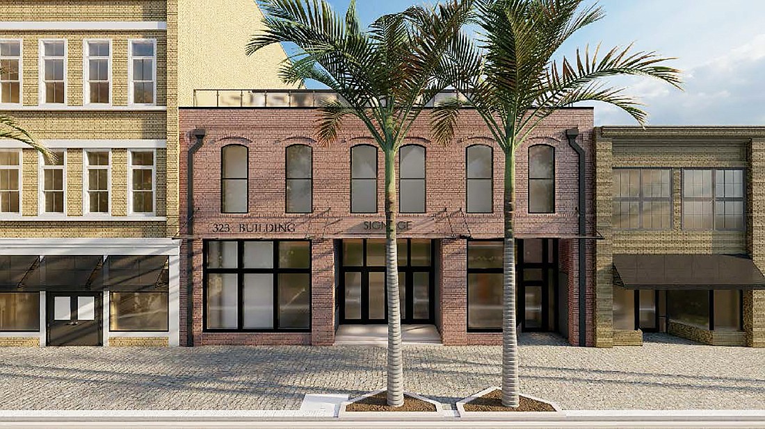 A rendering of the renovated building at 323 E. Bay St. that is planned for a music venue.