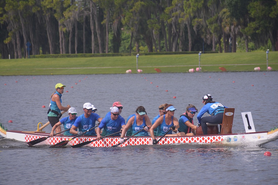 The NBP Dragons Senior B (50 and older) mixed small-boat team took a silver medal in its 2,000 meter race (10:20.34) at the 2022 IDBF Club Crew Championships at Benderson Park.