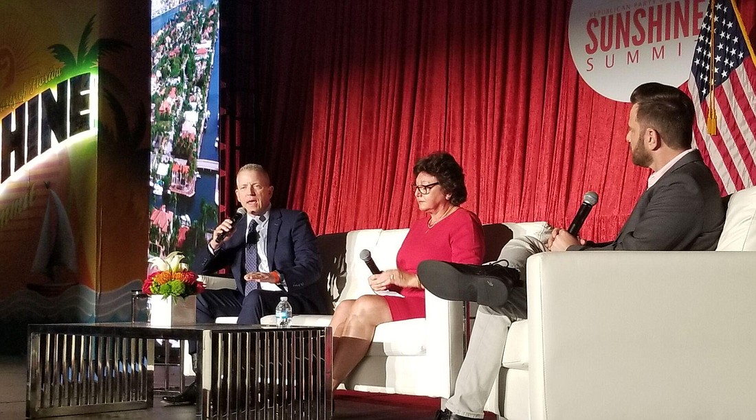 Incoming House Speaker Paul Renner (left) and incoming Senate President Kathleen Passidomo spoke Saturday, July 23, during the Republican Party of Florida's Sunshine Summit. Jim Turner, The News Service of Florida