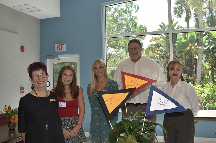 Scholarship Committee Chair Peggy Lammers with recipient Grace Lucas, recipient Samantha McLeod, Jeffrey Nunes and recipient Jessica Burdette (Photos by Lesley Dwyer)