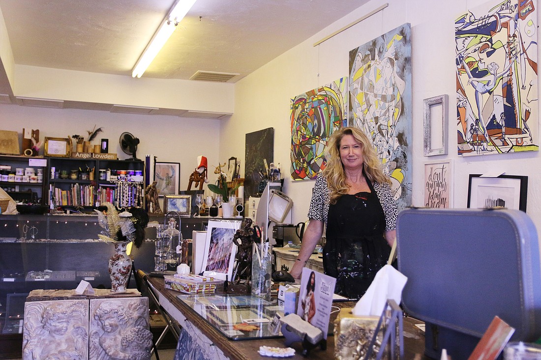 Angel Lowden's new studio and vintage boutique has art, jewelry, clothing and other items for the public to peruse. Photo by Jarleene Almenas