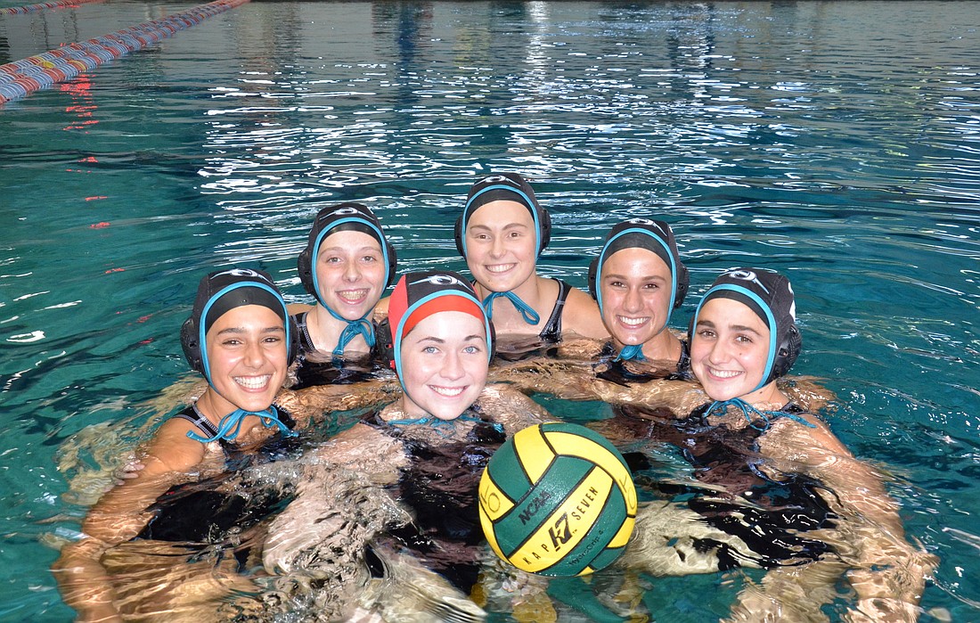 Olympia seniors Marcela Herrera, left, Kaley Hopegill, Claire Ewoldt, Jillian Delisle, Leila Sorrells and Grace Whidden have played varsity and club water polo together for four years.