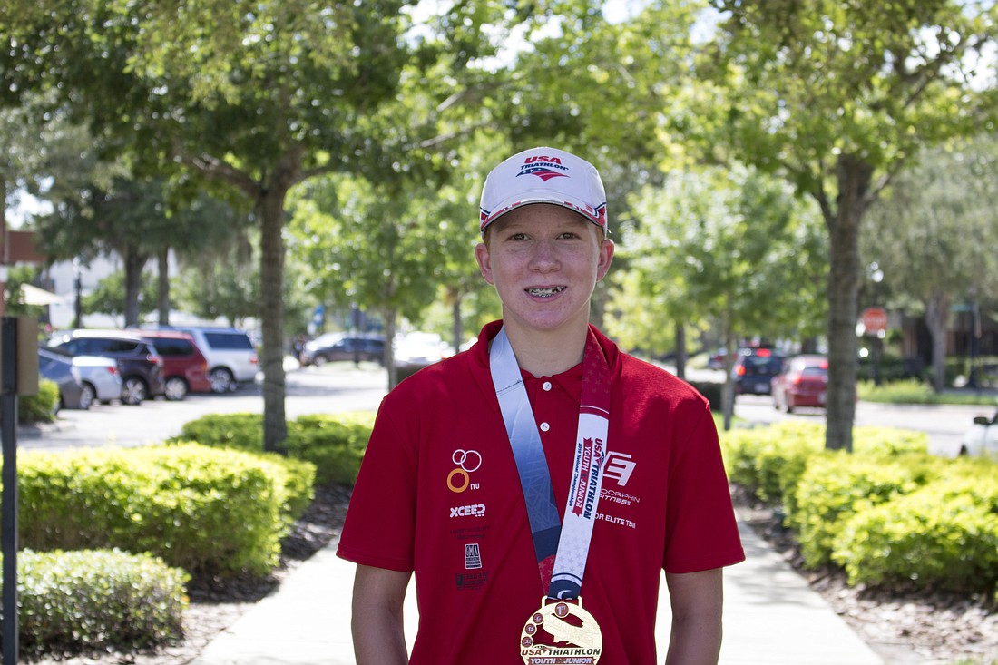 Oakland resident Luke Rosser, 14, placed first in the boys 14-year-old division at the USA Triathlon Youth and Junior Nationals July 31 in Ohio