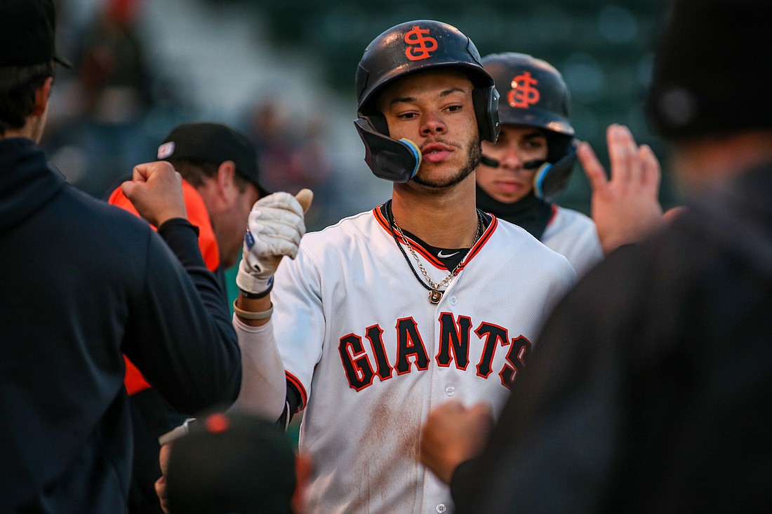 Former Lakewood Ranch High outfielder Grant McCray is the No. 25 prospect in the San Francisco Giants&#39; system according to MLB.com. (Photo courtesy of Shelly Valenzuela via San Jose Giants)