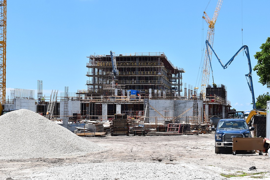 Work progresses on the St. Regis hotel building on Longboat Key. (Eric Garwood)