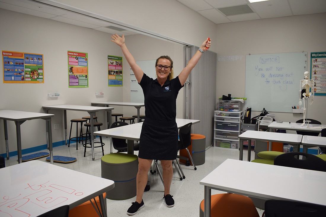 Maggie Sharrer, the wellness coordinator and Hope teacher, is thrilled to share with students how to be happy and healthy people. (Photo by Liz Ramos)