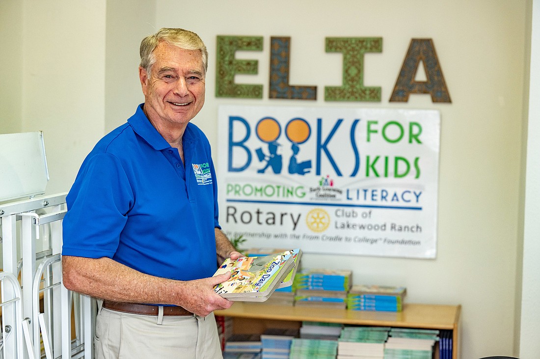 Ted Lindenberg launched the Books for Kids initiative as part of the Rotary Club of Lakewood Ranch. (Photo by Lori Sax)