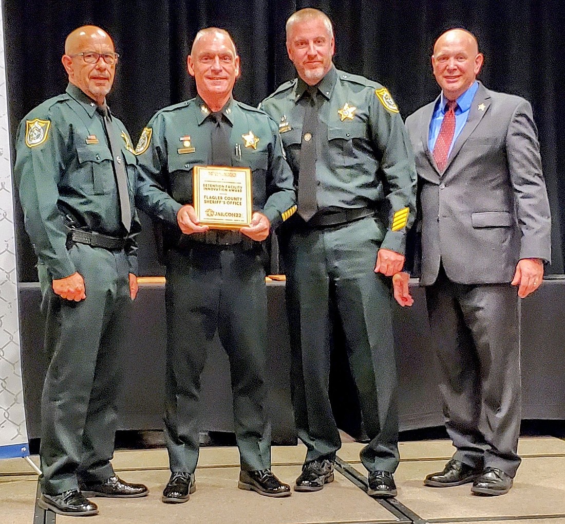 From left to right:  FCSO Court Services Commander Lou Micel, FCSO Court and Detention Services Chief Dan Engert, FCSO Detention Services Commander Brian Pasquariello and NIJO Executive Director Tate McCotter. Courtesy photo