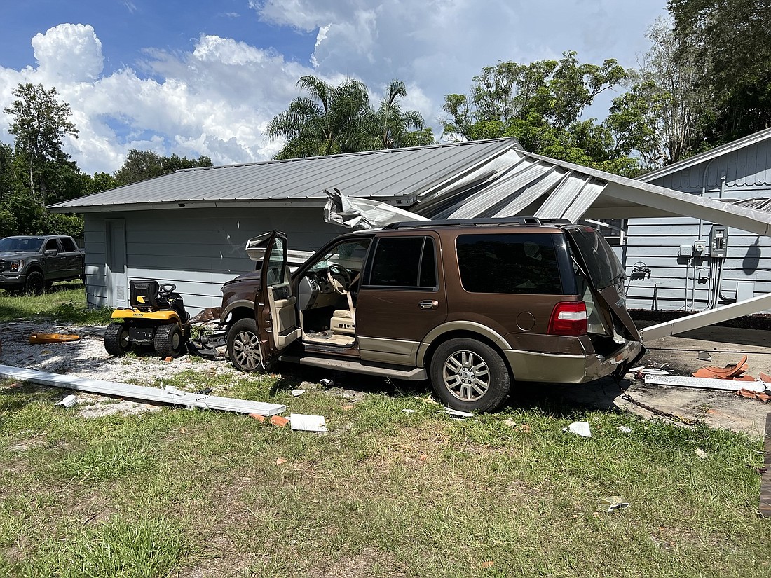 No one was home at the time of the 1:25 p.m. crash on Webber Street. (Photo via FHP)