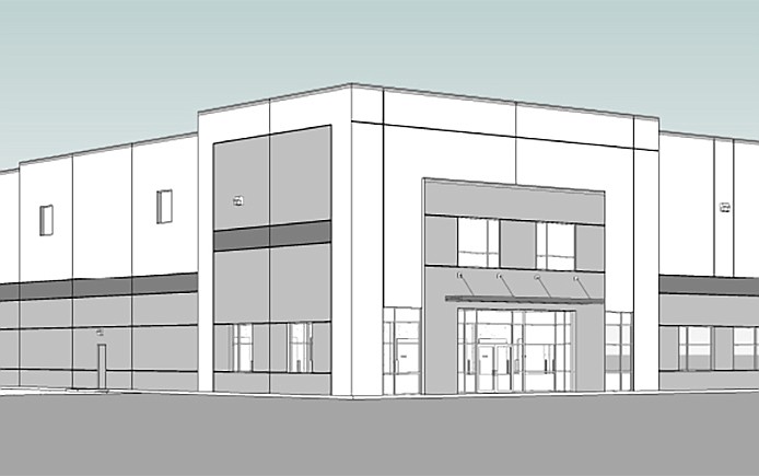 An artistâ€™s rendering of the proposed W. 12th/Edgewood Logistics Center by Graham & Co.