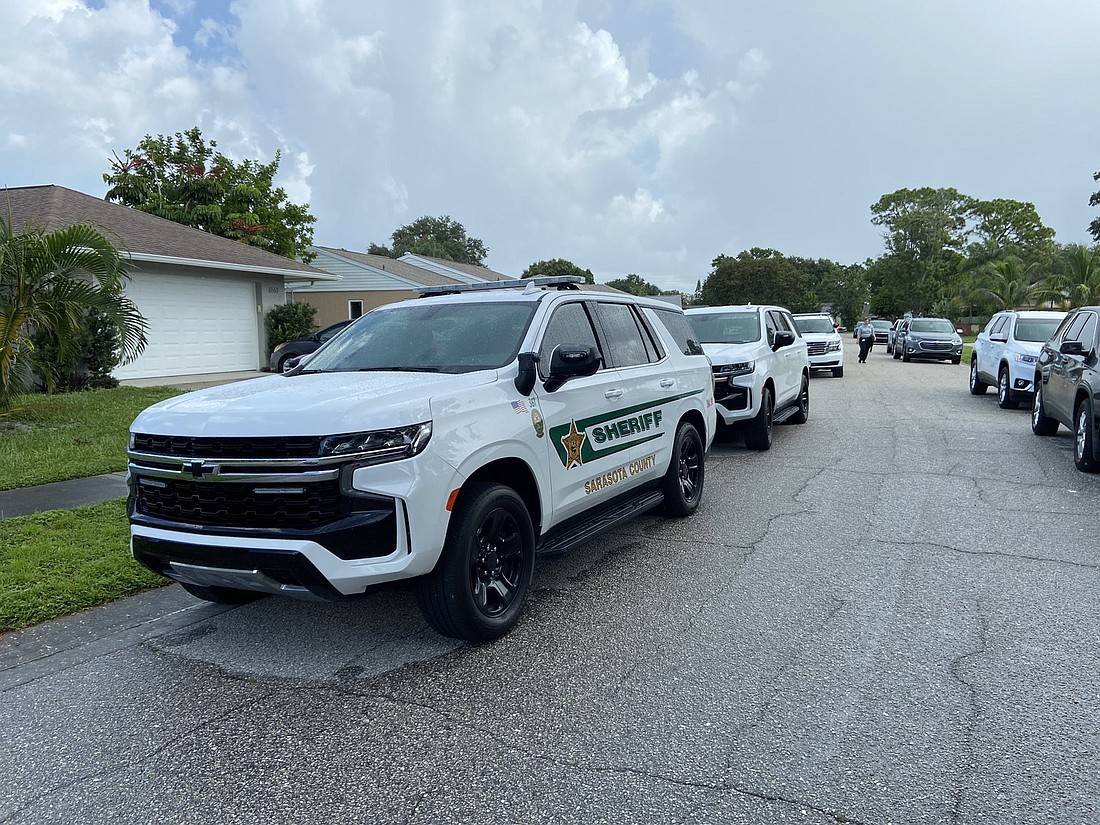 Sarasota County Sheriff&#39;s Office personnel on the scene of a deputy-involved shooting on Sunday. (Sarasota County Sheriff&#39;s Office photo)