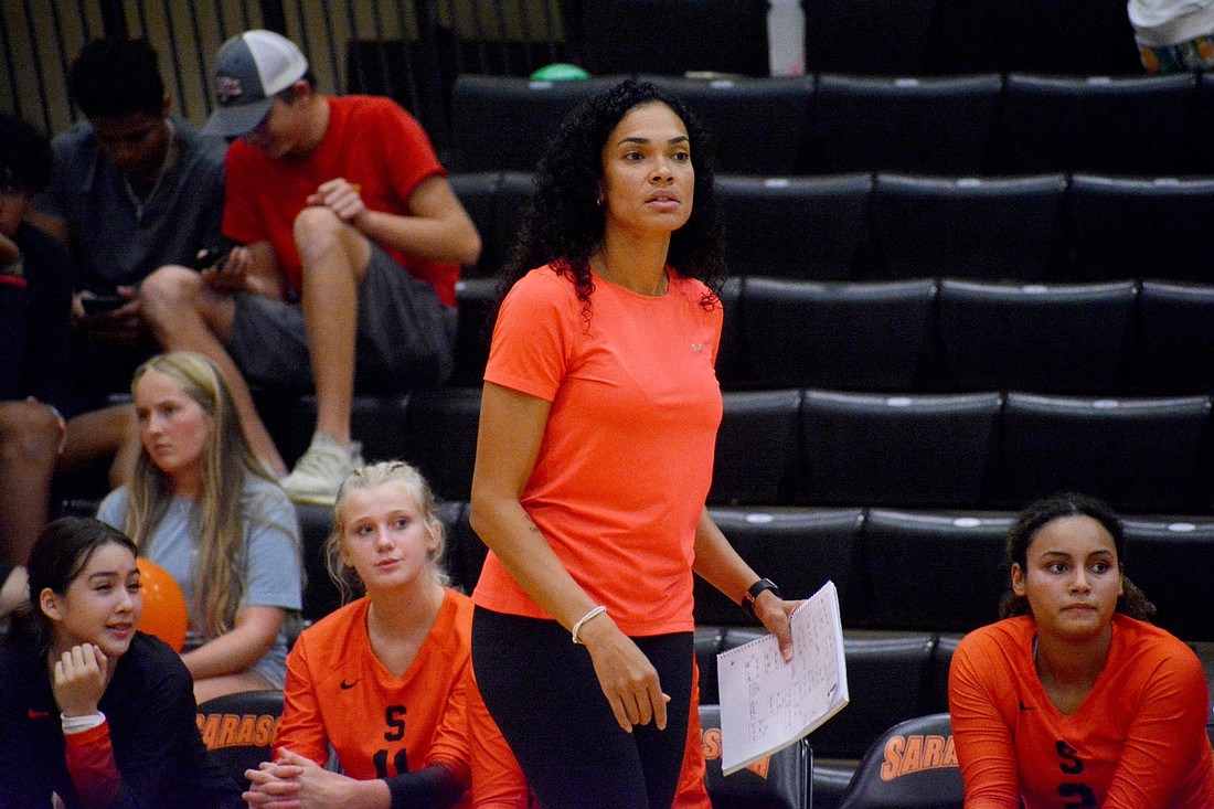 Daris Rodriguez is in her first year as head coach of the Sarasota High volleyball program. (Photo by Ryan Kohn)