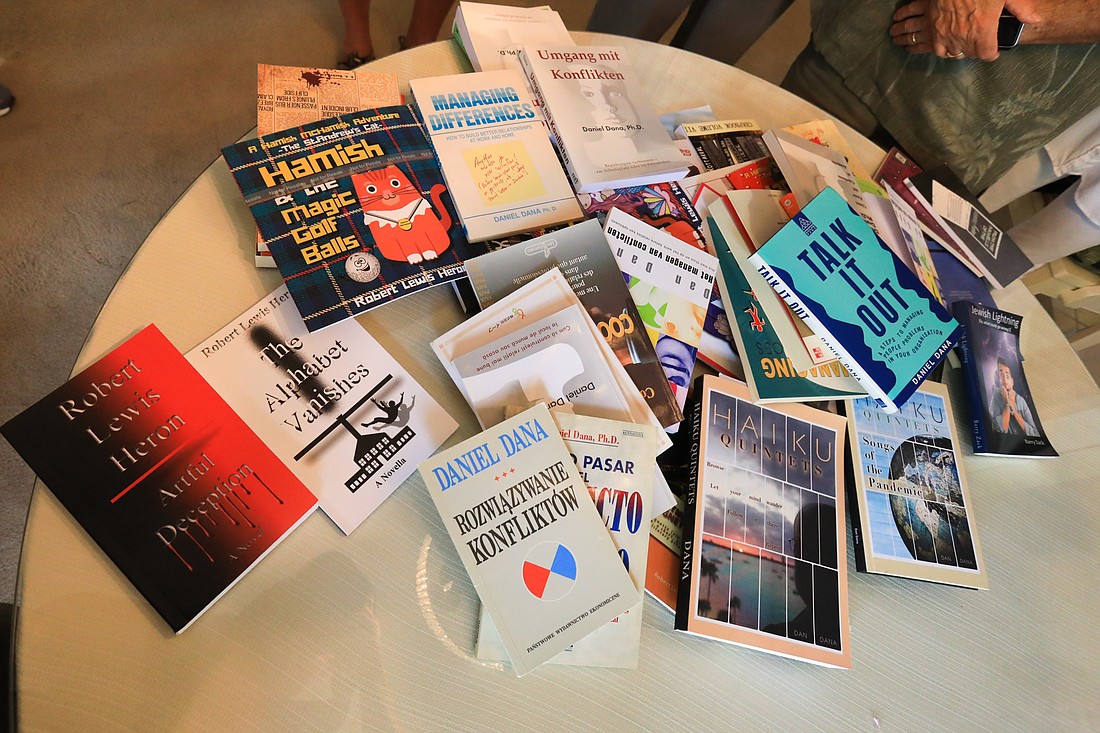 A sampling of books written by Scribesâ€™ members (Photo by Harry Sayer)