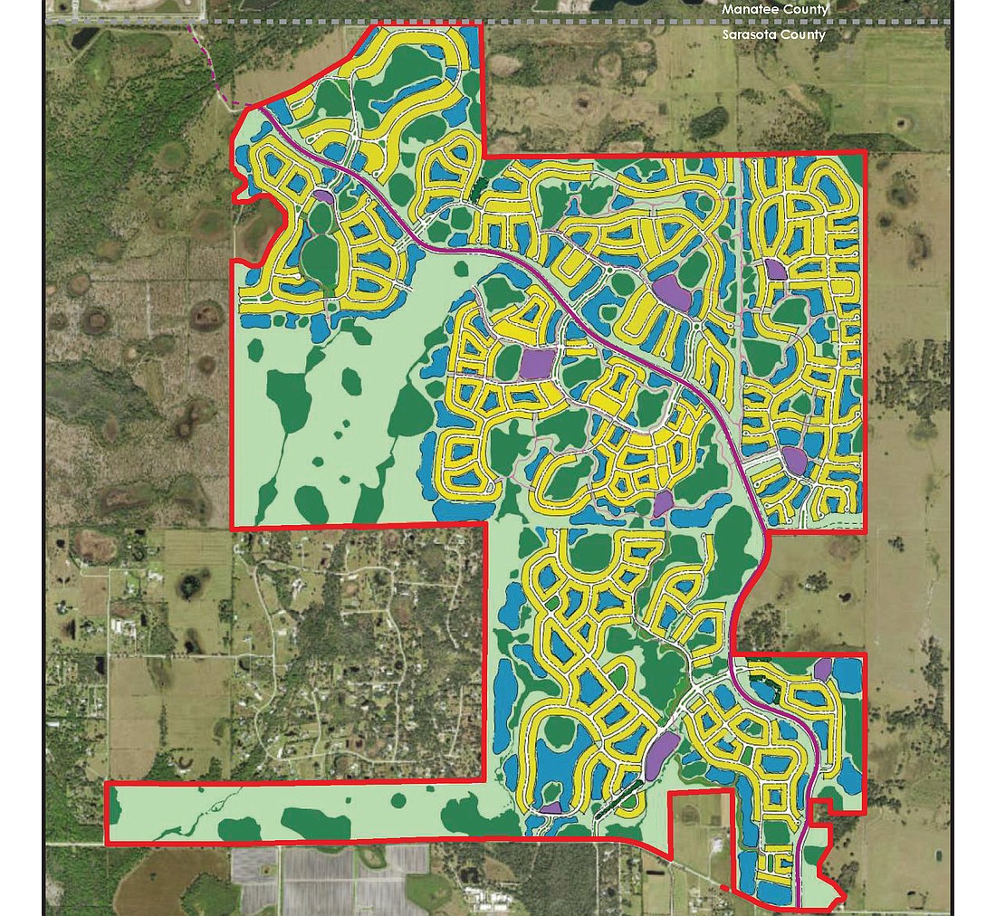 A March 2022 development concept plan for the planned Lakewood Ranch Southeast property. (Image via Sarasota County)