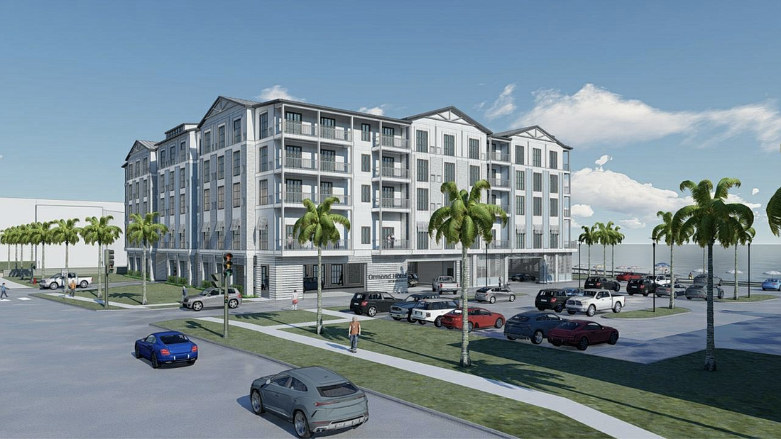 A Marriott Residence Inn is being proposed for the vacant beachfront lot on A1A by the Seminole Avenue Beach approach. Rendering by Studio Z architecture
