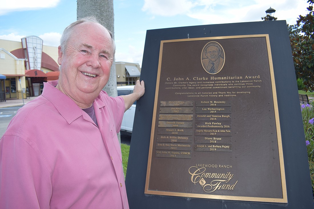 Waterside of Lakewood Ranch's Bob Smith was honored as Humanitarian of the Year by the Lakewood Ranch Community Fund in 2022.