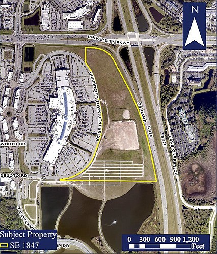 A screenshot of the planned area for the Tesla facility in Sarasota. (Image via Sarasota County)