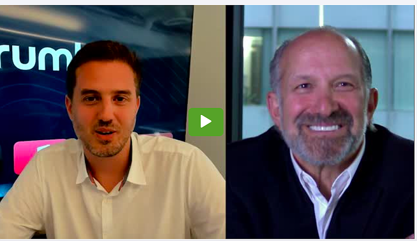 Rumble founder and CEO Chris Pavlovsk and prominent Wall Street executive Howard Lutnick on a screenshot from a Rumble video where they talked about the SPAC merger.