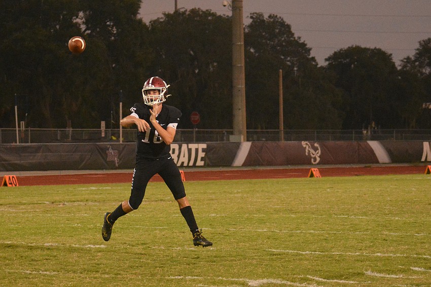 Junior quarterback Lucas Despot started Braden River's game against Booker High in 2022 and threw three touchdowns.