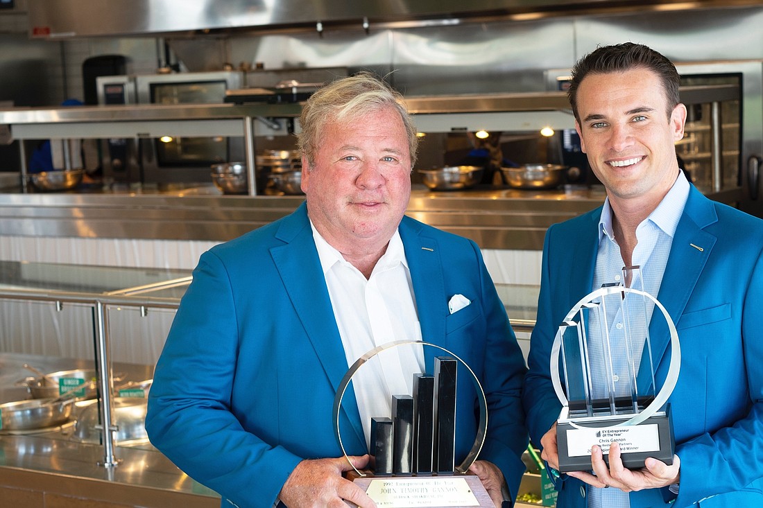 Chris Gannon, left, who co-founded Bolay with his dad, Tim Gannon, right, was an Ernst & Young Florida Entrepreneur of the Year winner in 2020. (Courtesy photo)
