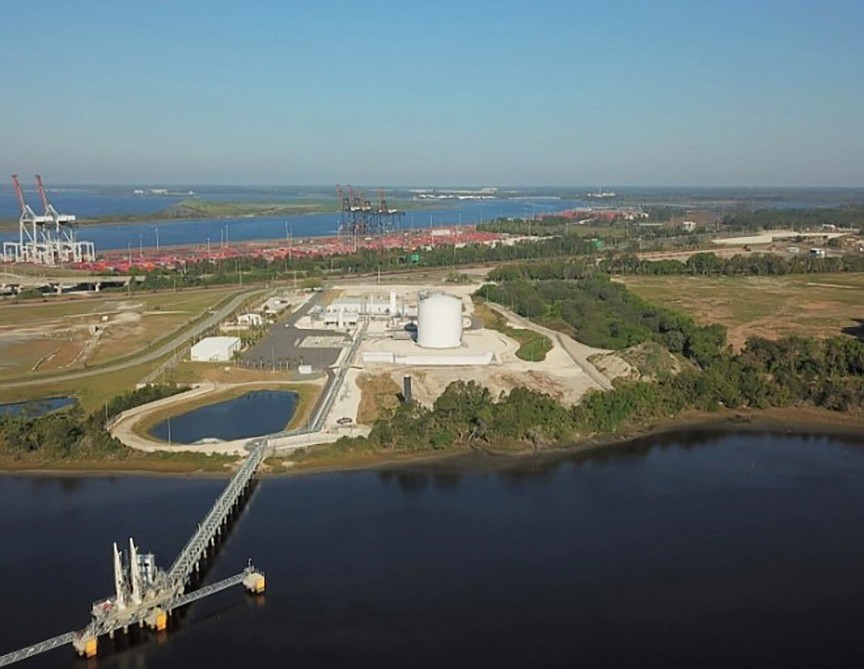 JAX LNG is a natural gas liquefaction and storage facility along Dames Point Road.