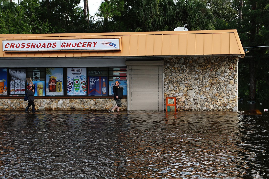 Melrose Plaza is flooded after Hurricane Ian. Photo by Jarleene Almenas