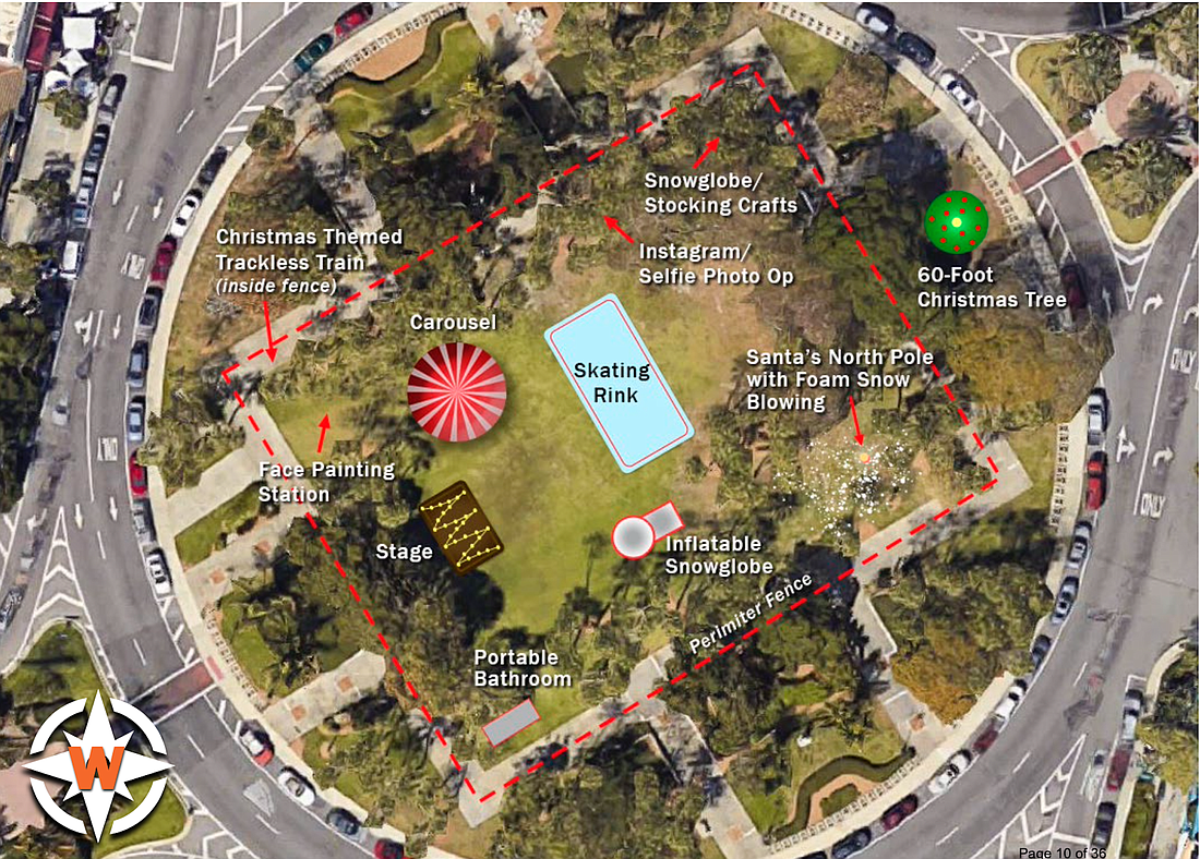 A site map shows the proposed layout of a winter festival in St. Armands  Circle. (Courtesy image)