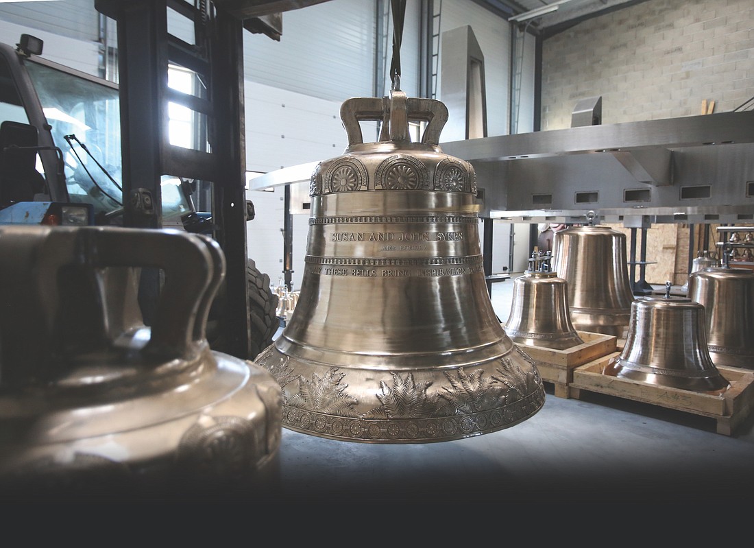Just a few of the 63 bells that adorn the University of Tampa&#39;s new Ars Sonora sculpture. (Courtesy photo)