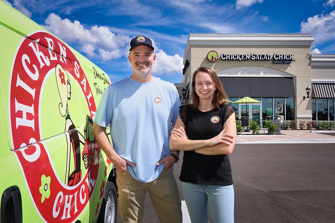 Kendal Potesta and Scott Pace plan to open six Chicken Salad Chick locations in Southwest Florida. (Stefania Pifferi.)