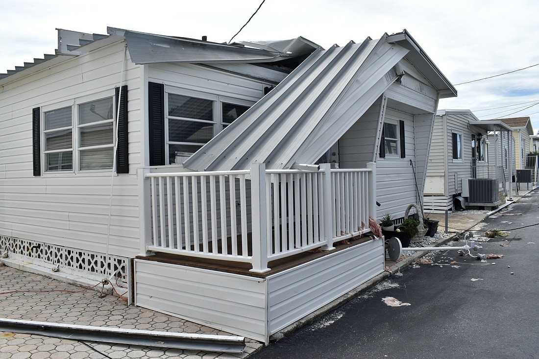 Though damage was minimal, some mobile homes were damaged in Ian&#39;s winds, that peaked with gusts to near hurricane strength.