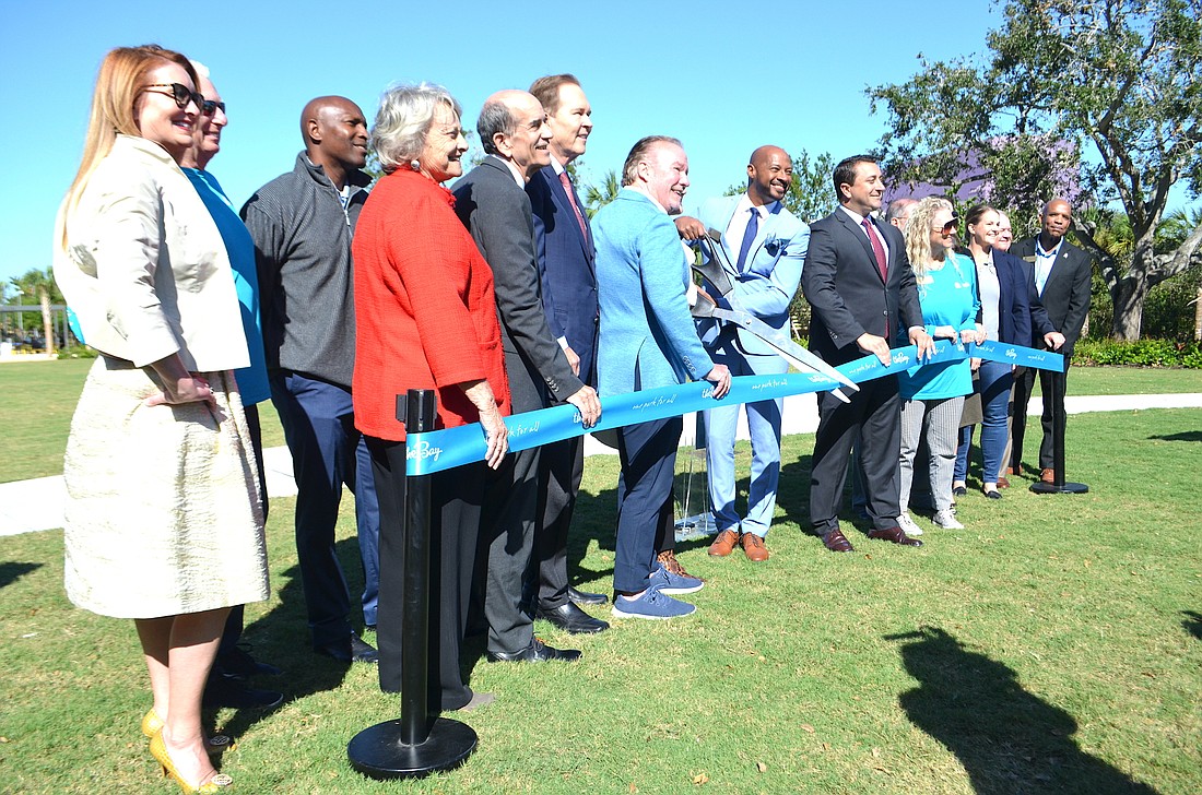 Dignitaries take part in the ceremonial opening of The Bay Park. (Photo by Andrew Warfield)