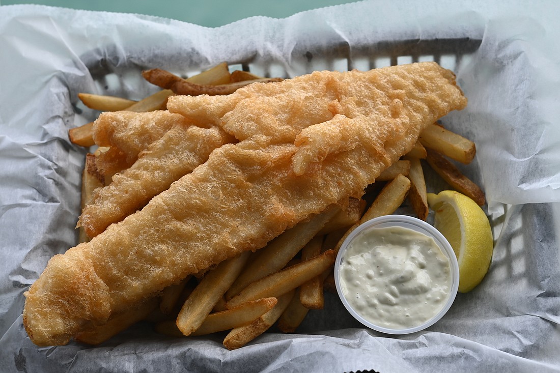 The Old Salty Dog&#39;s most distinctive dish is a simple fish &#39;n&#39; chips made from haddock and beer batter. (Photo by Spencer Fordin)