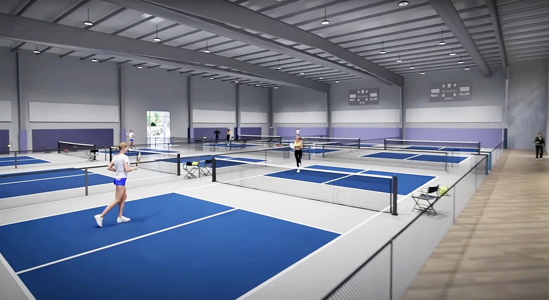 The Pickleball Club is expected to have 12 indoor courts and four outdoor courts. Renderings show what it will look like. (Courtesy photo)