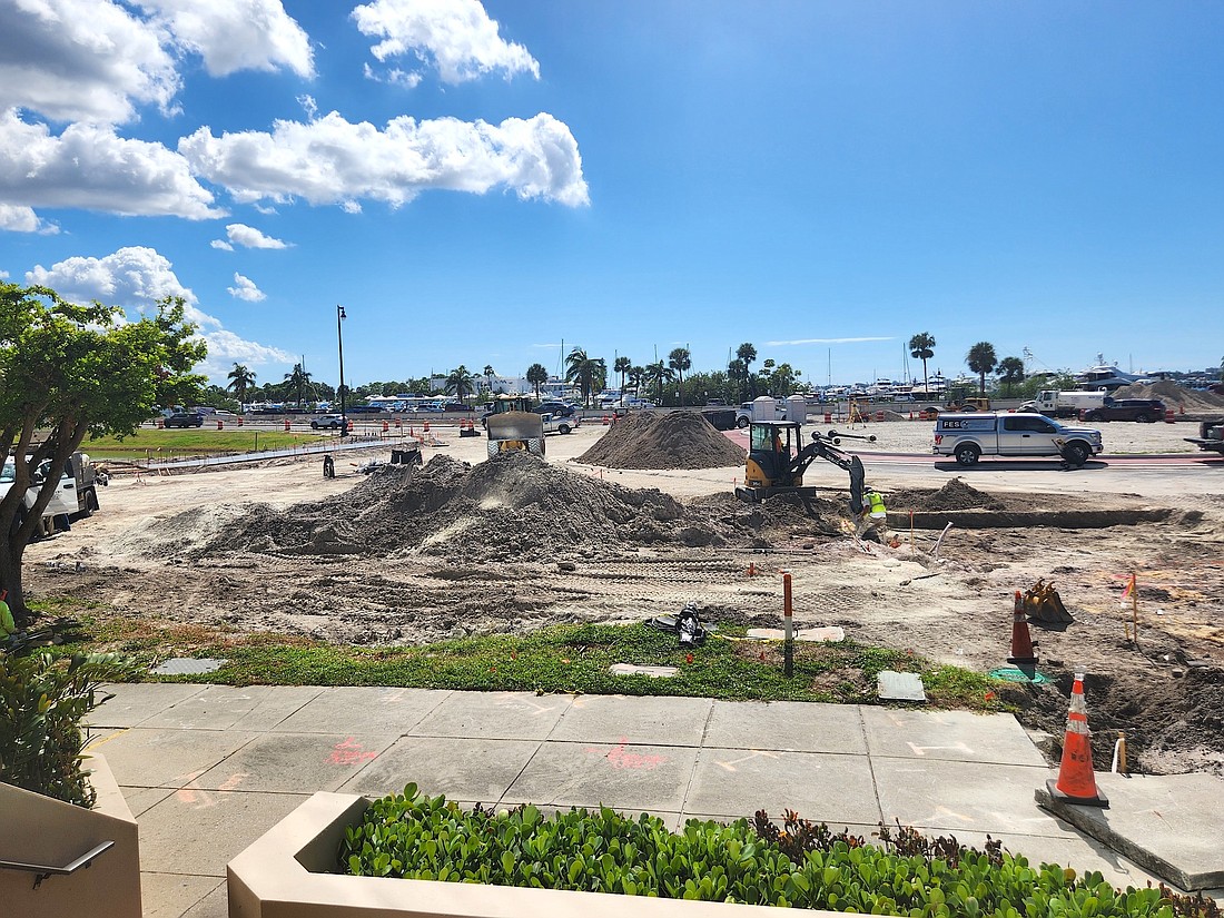 The circle at the Gulfstream Avenue roundabout is expected to open sometime between Thanksgiving and Christmas. (Andrew Warfield)