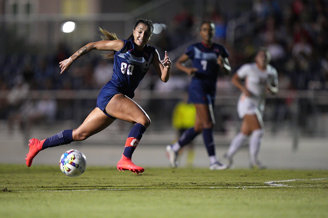 Former Lakewood Ranch High girls soccer player Gi Krstec, a senior at FAU, was named the CUSA Midfielder of the Year on Nov. 1. (Courtesy photo.)