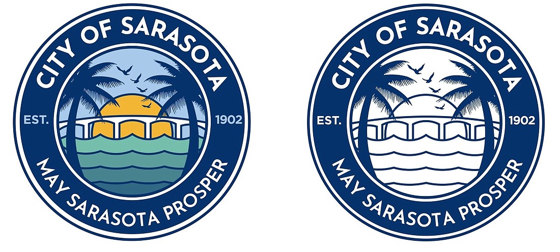 Sarasota&#39;s new city seal in full color and monochrome versions. (Courtesy image)