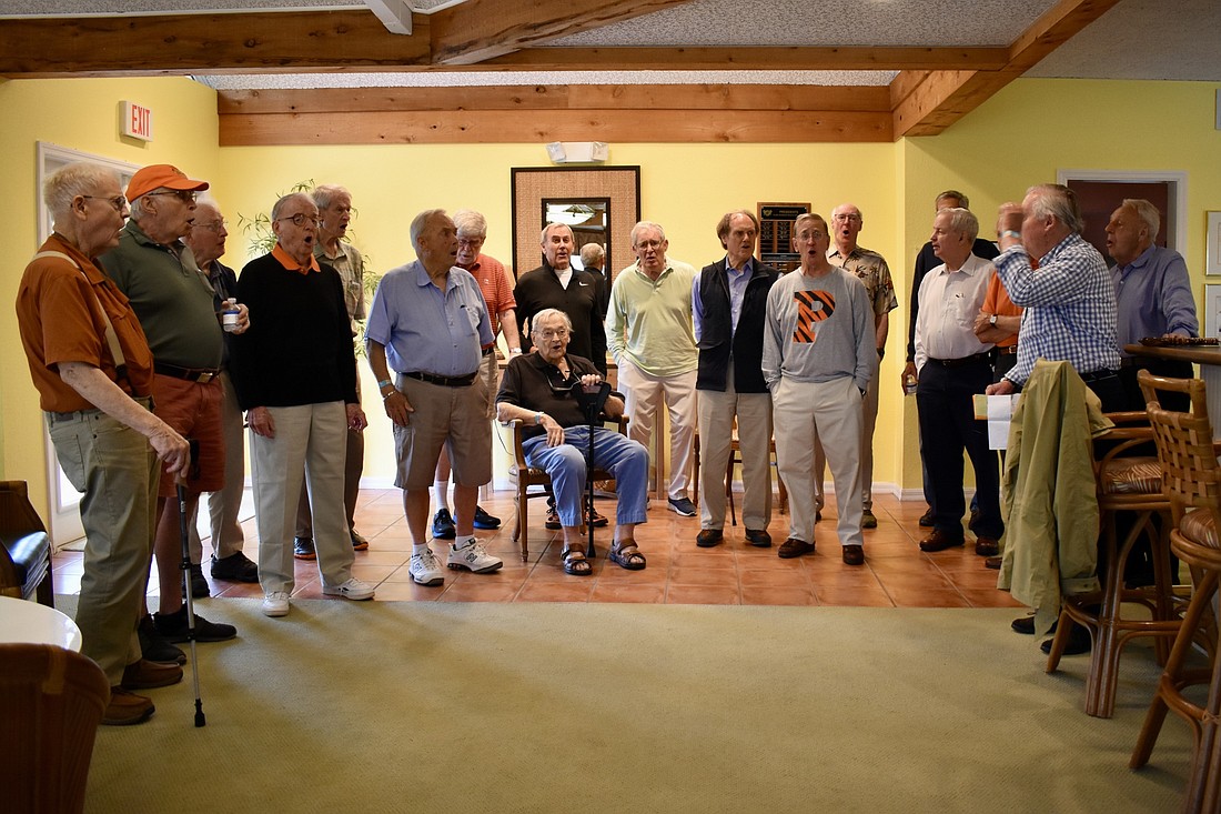The Nassoons practice for a concert at All Angels by the Sea Episcopal Church on Saturday. (Photo by Lesley Dwyer)