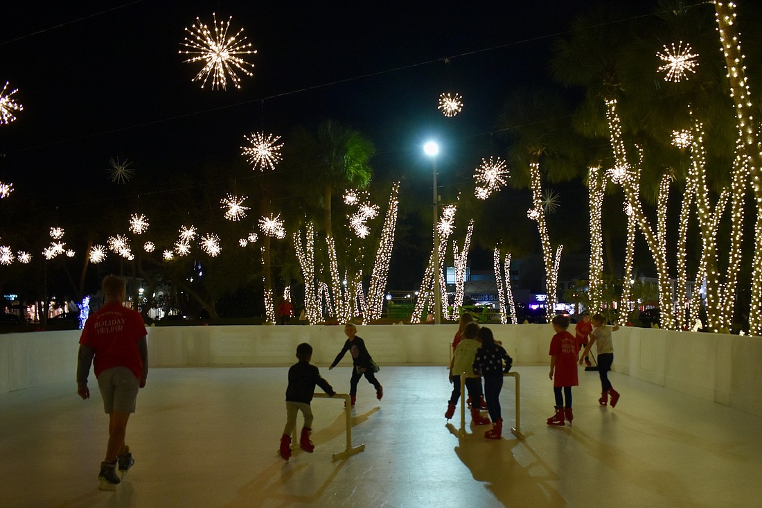 The ice rink was a big draw for kids at the 2022 St. Armands Circle Winter Spectacular.