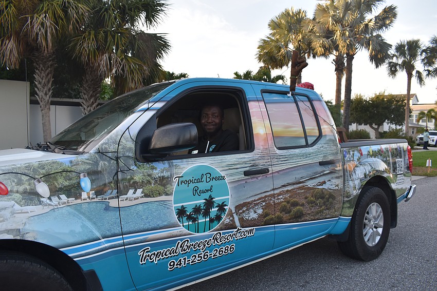 Josh Griff has the most important job of driving Mrs. Claus for the parade.