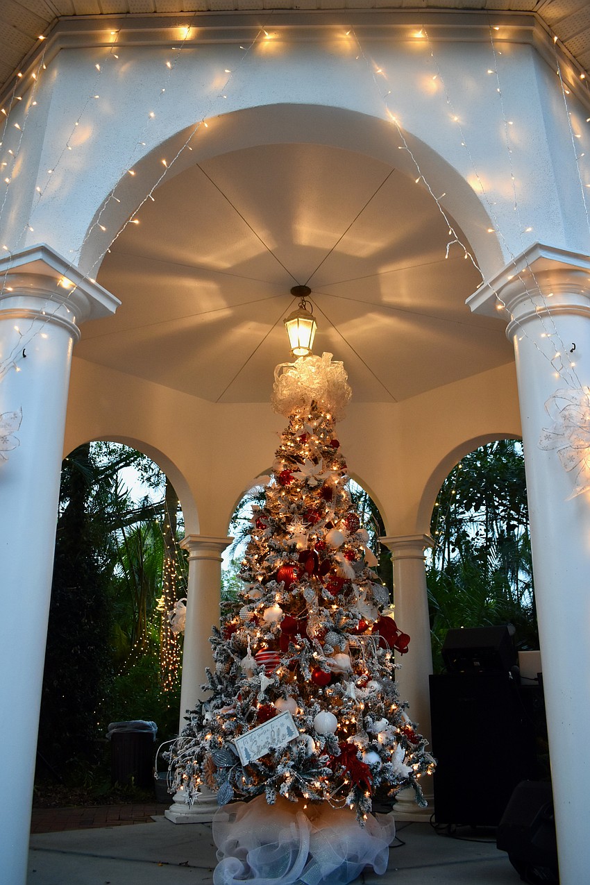 The Chapel has four of their own trees decorated in the garden.