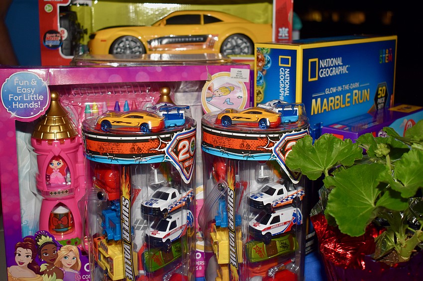 Toys gathering for the Rotary Club's toy drive.