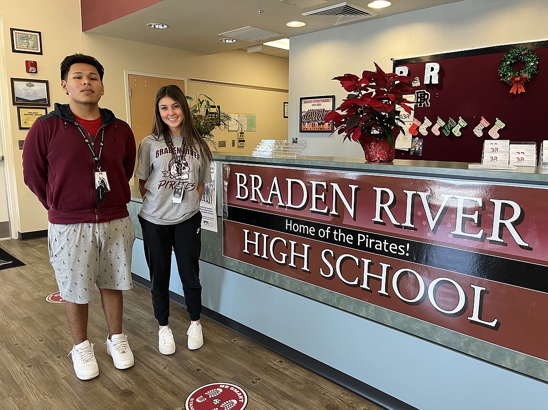 Braden River High School seniors Nathan Zapote and Grace Pino are happy to be at the school, which is open for school choice in the 2023-2024 school year.